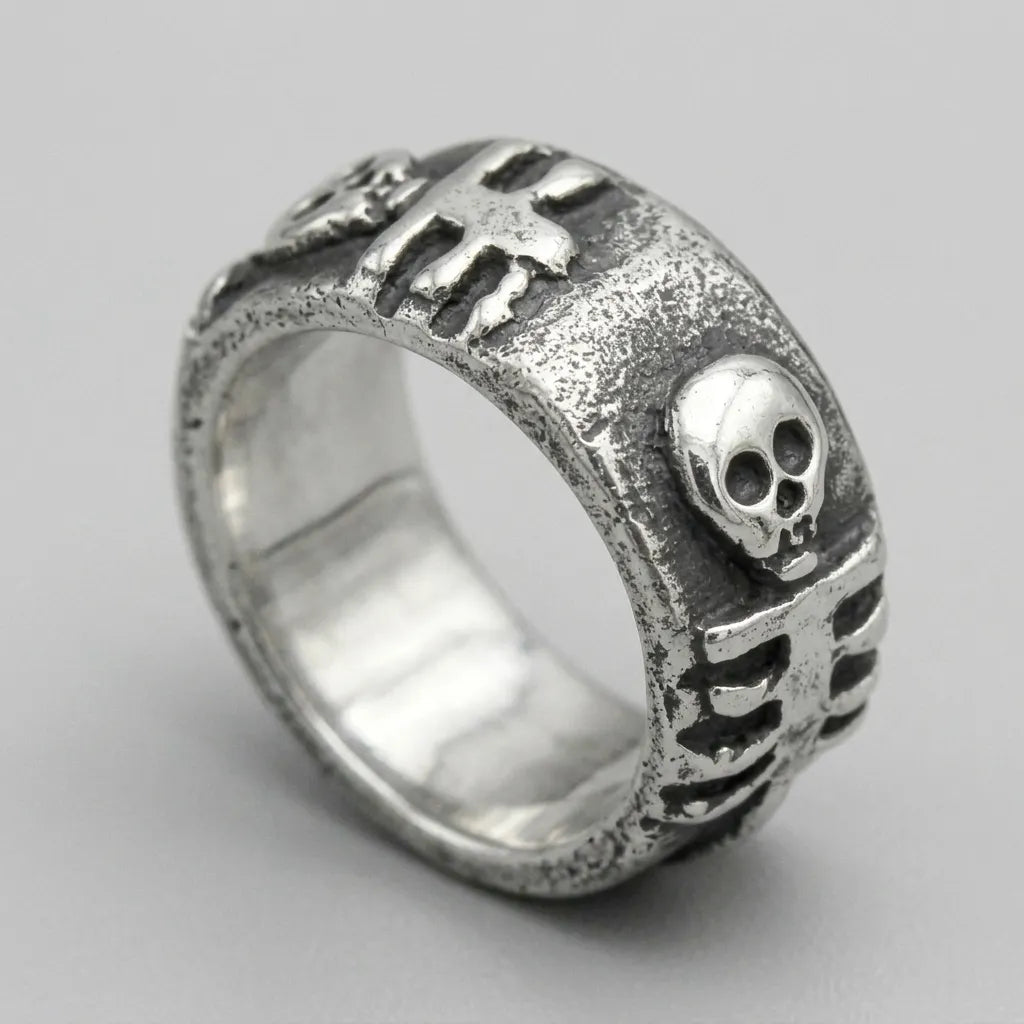 Totenkopf-&-Wirbelsäule Skelett-Bandring