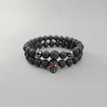 Totenkopf-Perlenarmband-Set, rotäugiges Totenkopf-Armband-Set