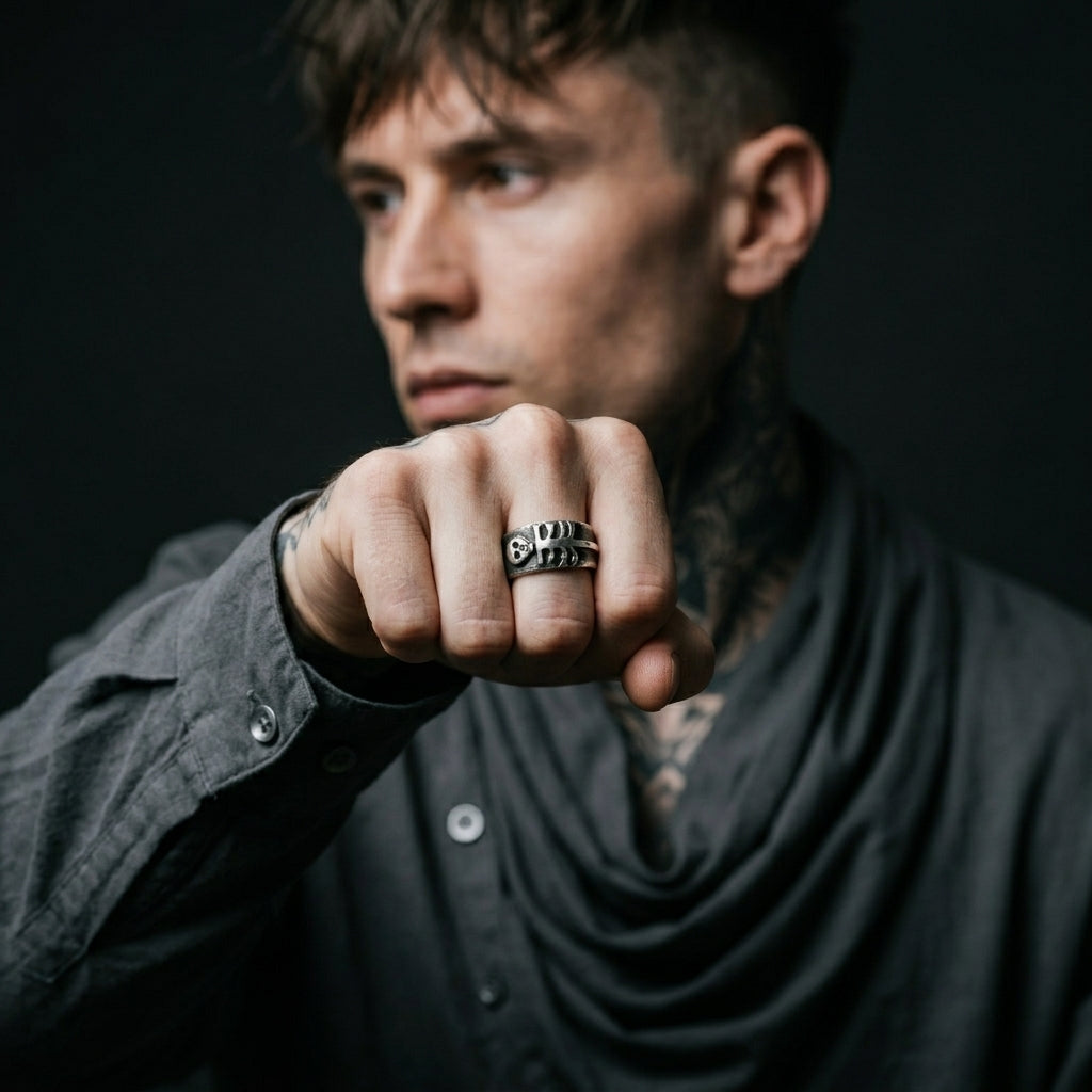 Totenkopf-&-Wirbelsäule Skelett-Bandring