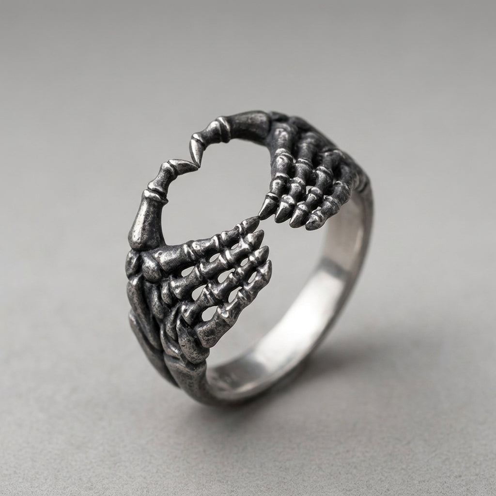Skeletthände-Herz-Ring