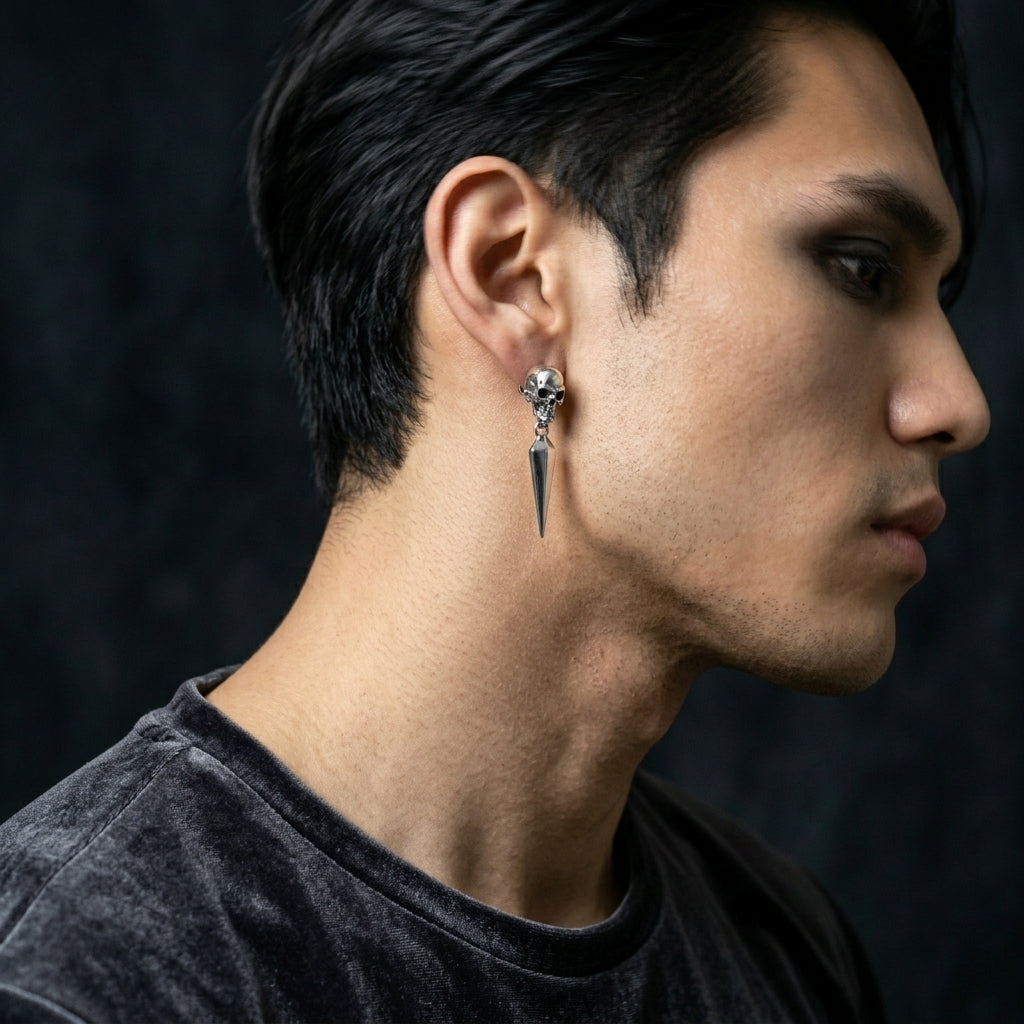 Gothic-Totenkopf-Dorn-Ohrhänger-Stecker