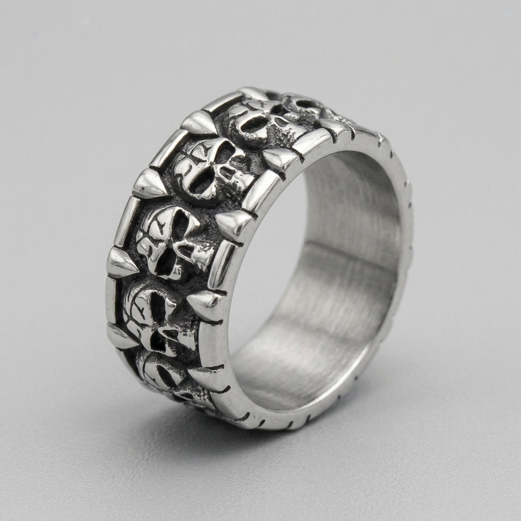 Bedornter-Totenkopf-Paneel-Statement-Bandring