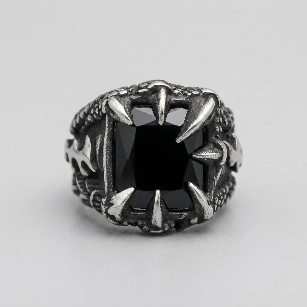 Drachenkralle schwarzer Onyx Statement-Ring