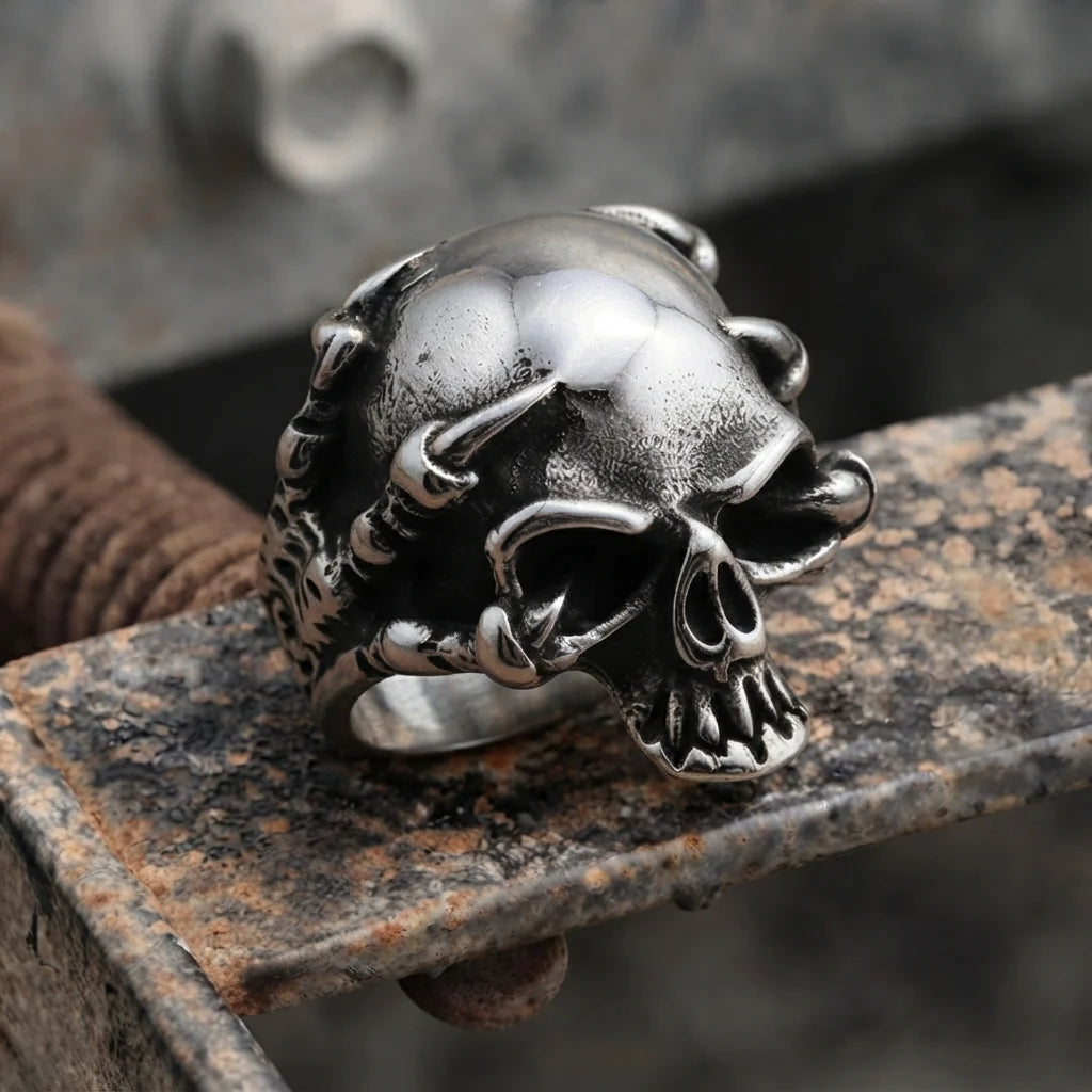 Totenkopfring mit Klauen-Akzenten