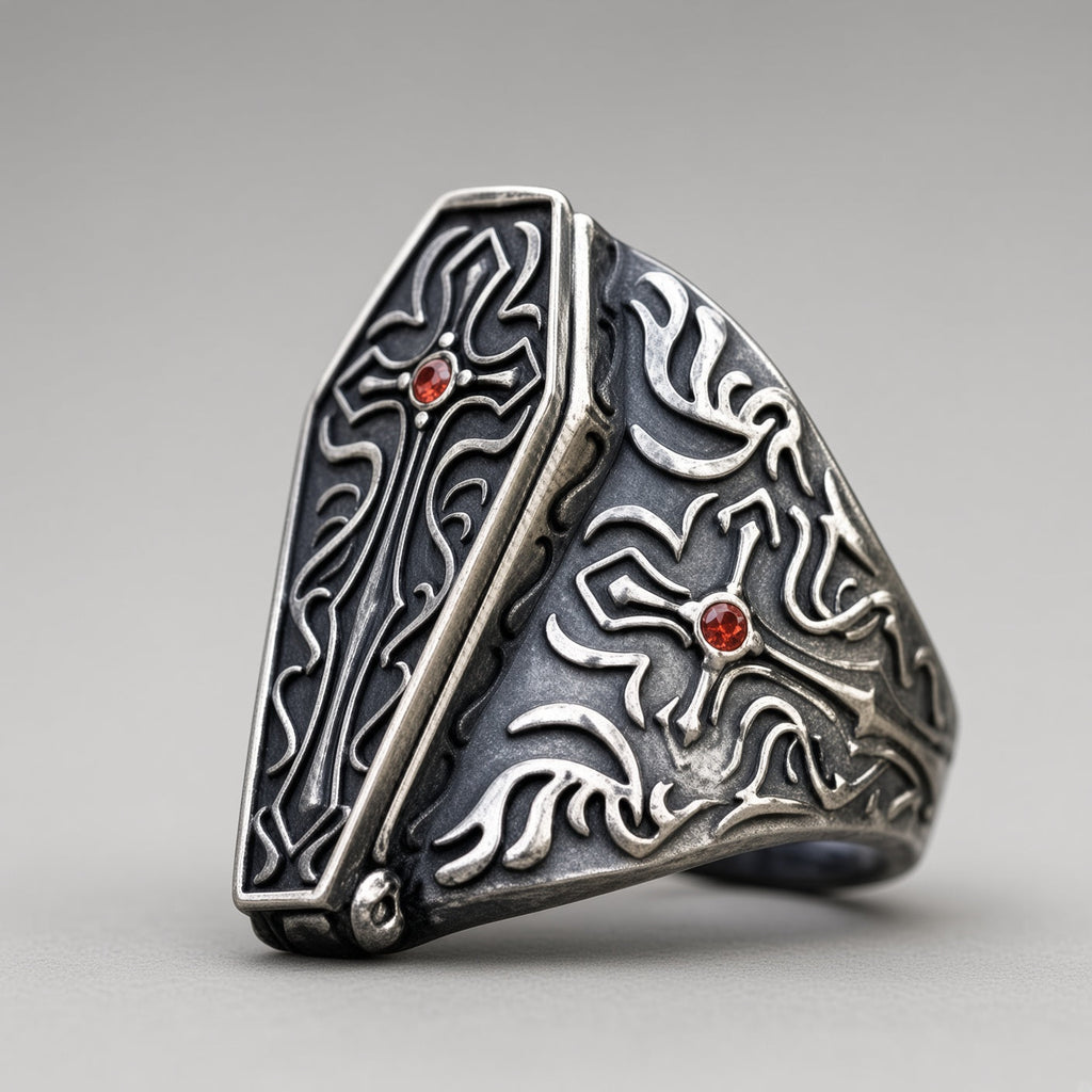 Gothic-Sarg-Kreuz-Ring