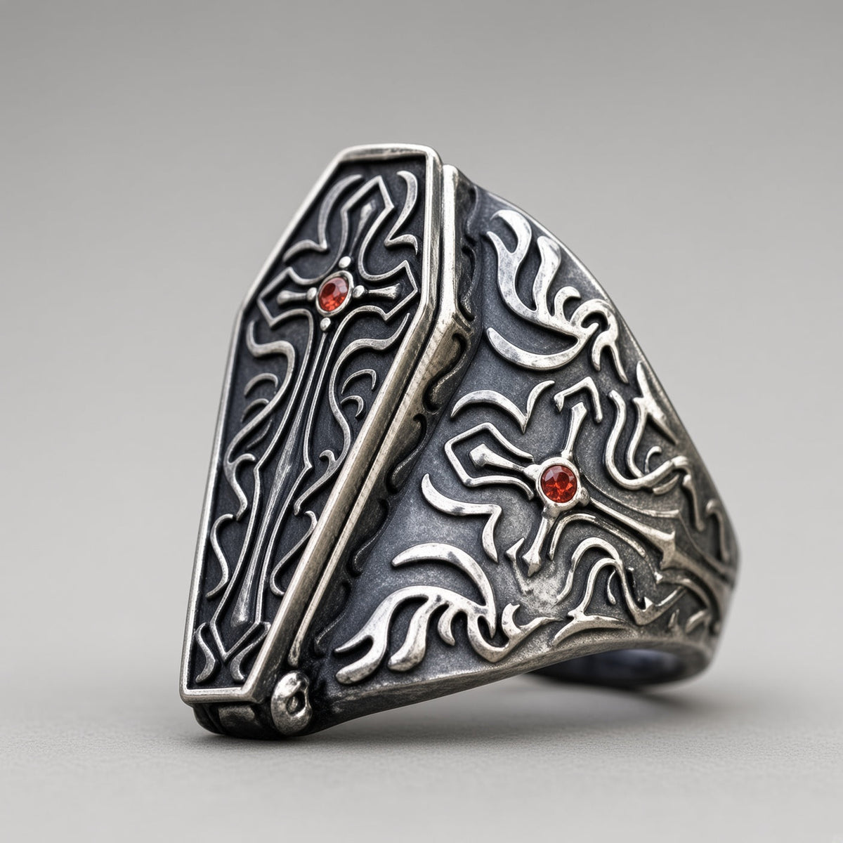 Gothic-Sarg-Kreuz-Ring