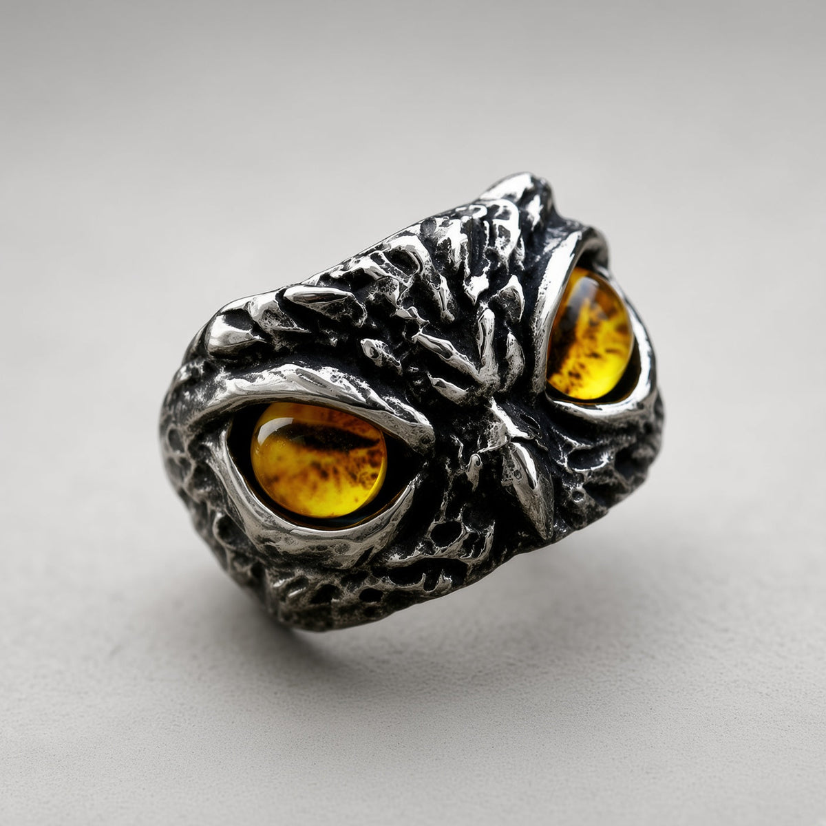 Eulengesicht-Ring (Gelbe Augen)