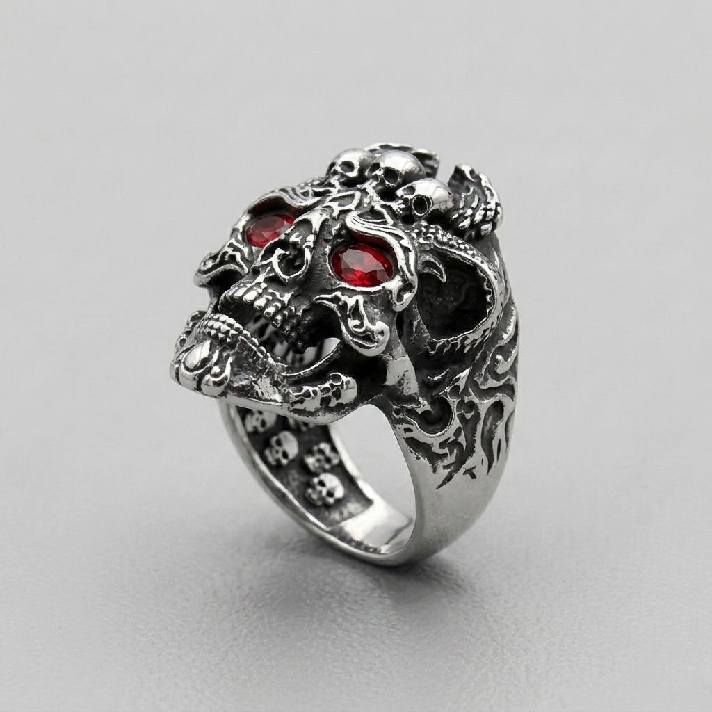 Antiker-Multi-Totenkopf-Ring
