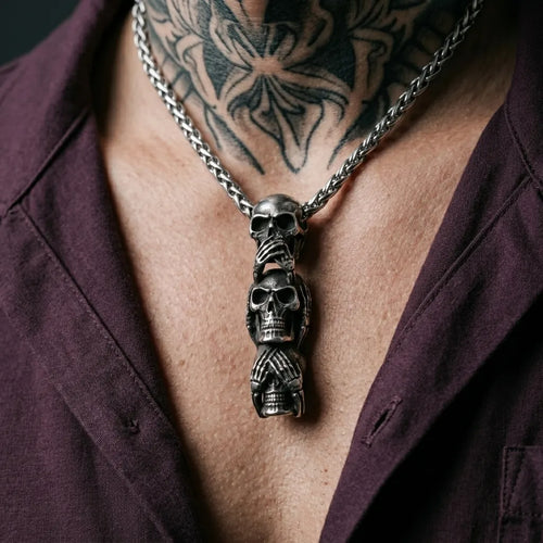 Antikes-Totenkopf-Totem-Halskette