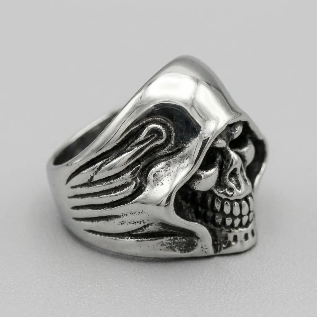 Kapuzen-Totenkopf-Sensenmann-Statement-Ring