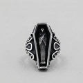 Sarg-Ring mit Skelettfigur und Schriftrollen-Filigran