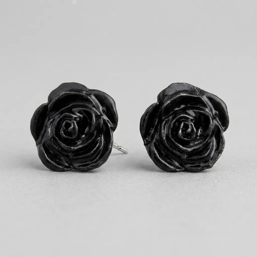Ewige-Schwarze-Rose-Ohrringe