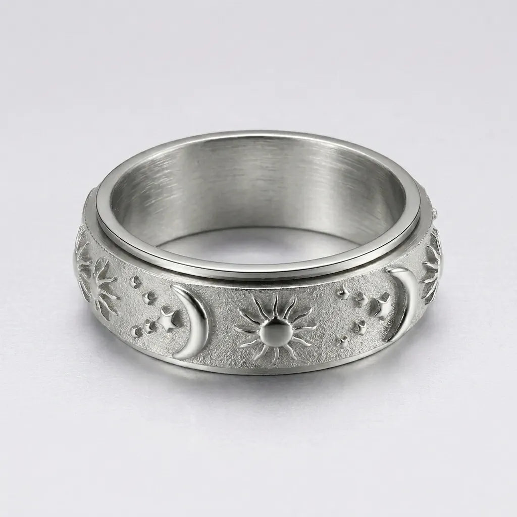 Sonne-&-Halbmond-Spinner-Ring