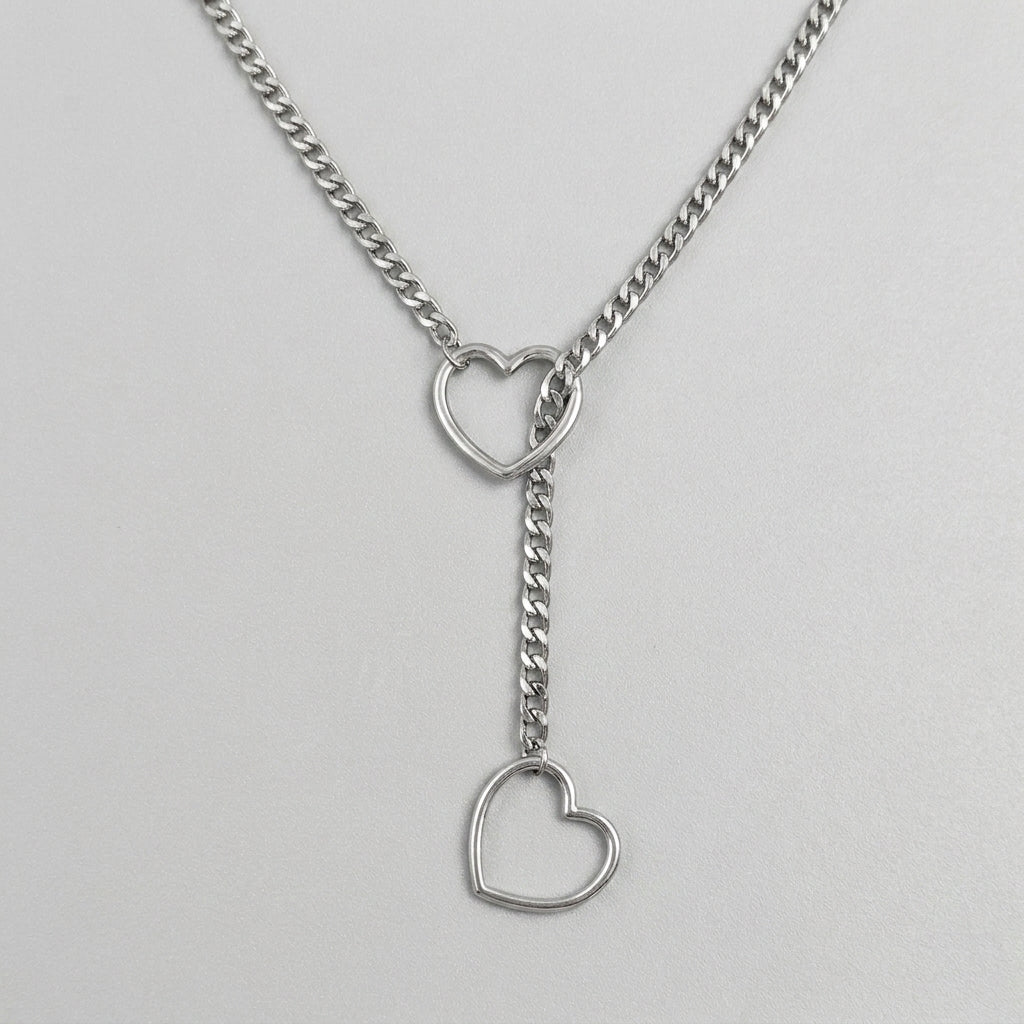 Doppeltes-offenes-Herz-Lariat-Halskette