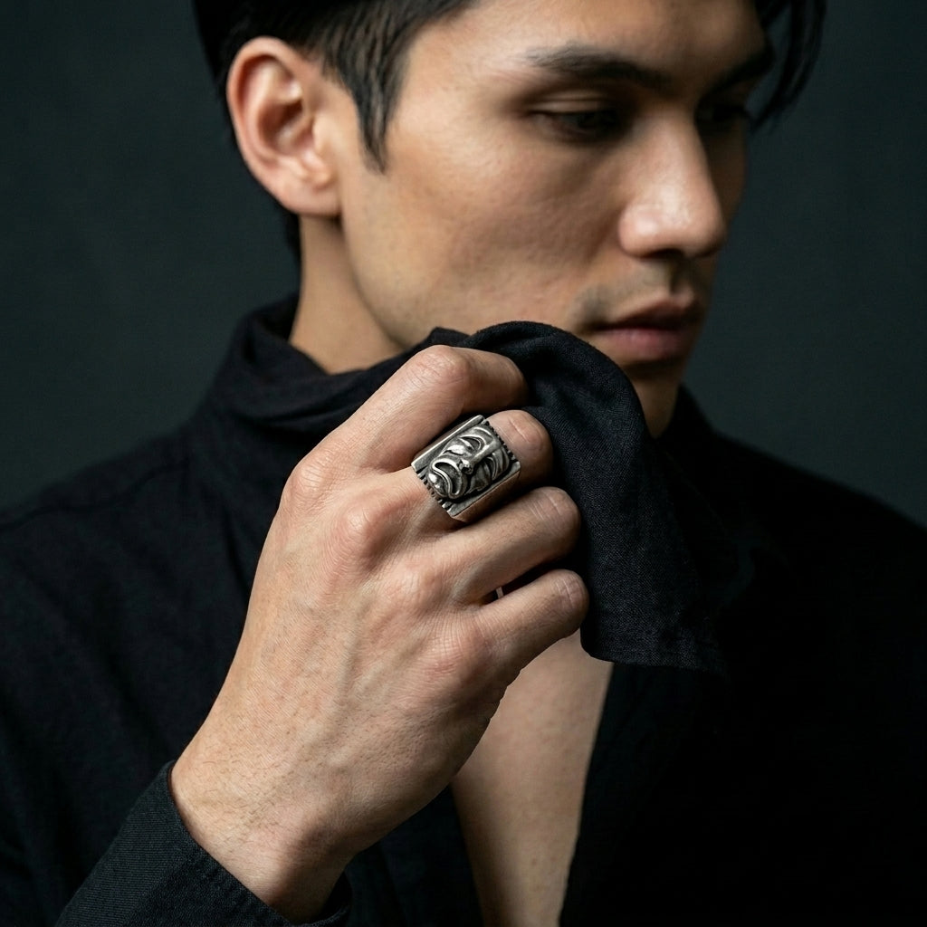 Tragödien-Theatermasken-Statement-Ring