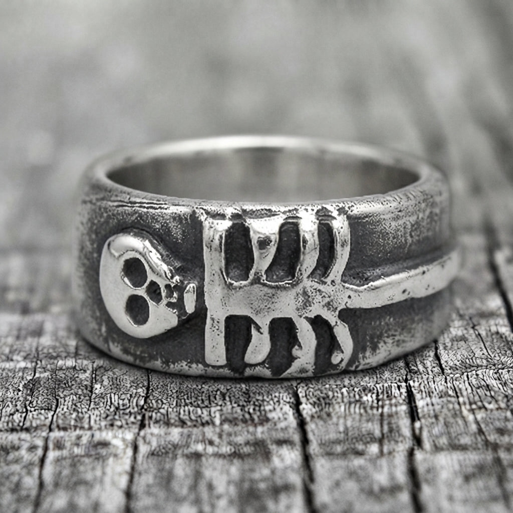 Totenkopf-&-Wirbelsäule Skelett-Bandring