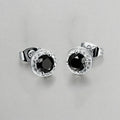 Schwarze-Diamant-Halo-Ohrstecker aus Sterlingsilber