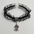 Gerüschte-Spitzenrose Gothic-Choker-Halskette