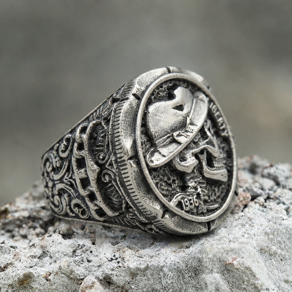 Hobo-Nickel-Totenkopf-Ring
