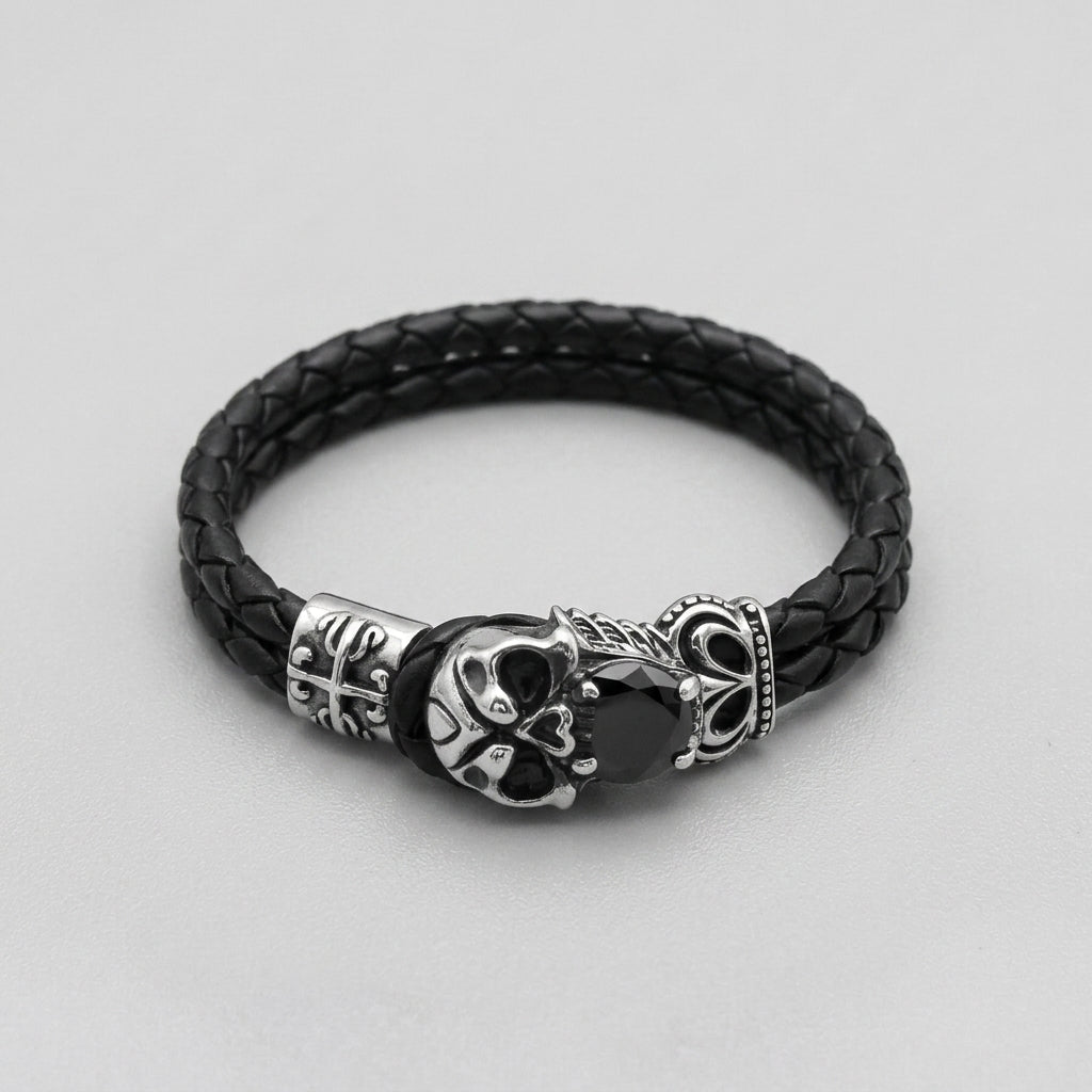 Totenkopf-Leder-Armband