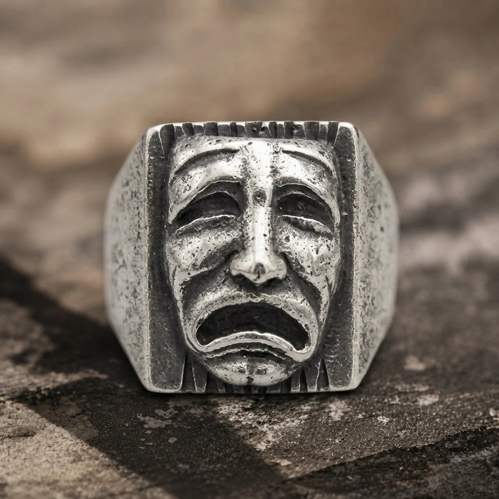 Tragödien-Theatermasken-Statement-Ring
