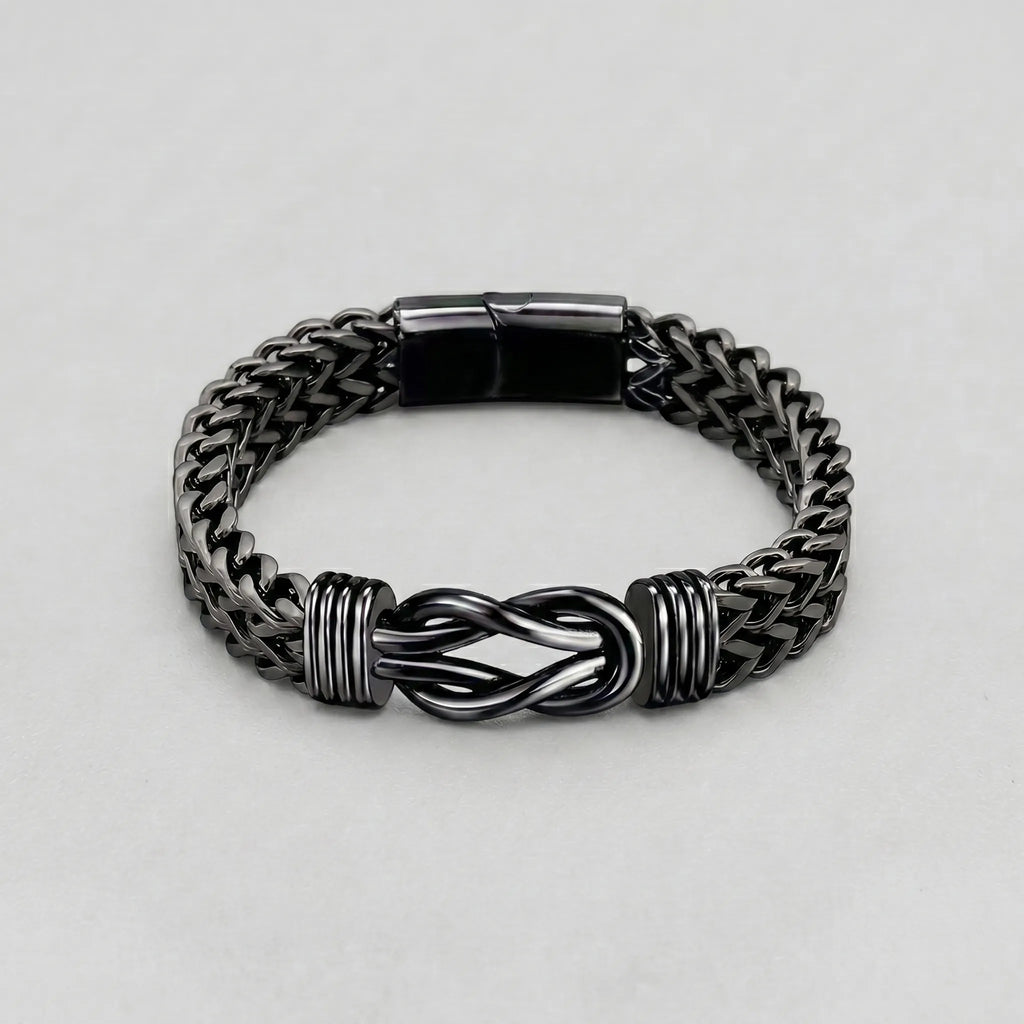 Schwarzes Edelstahl Unendlichkeitsknoten Kubaner-Gliederarmband