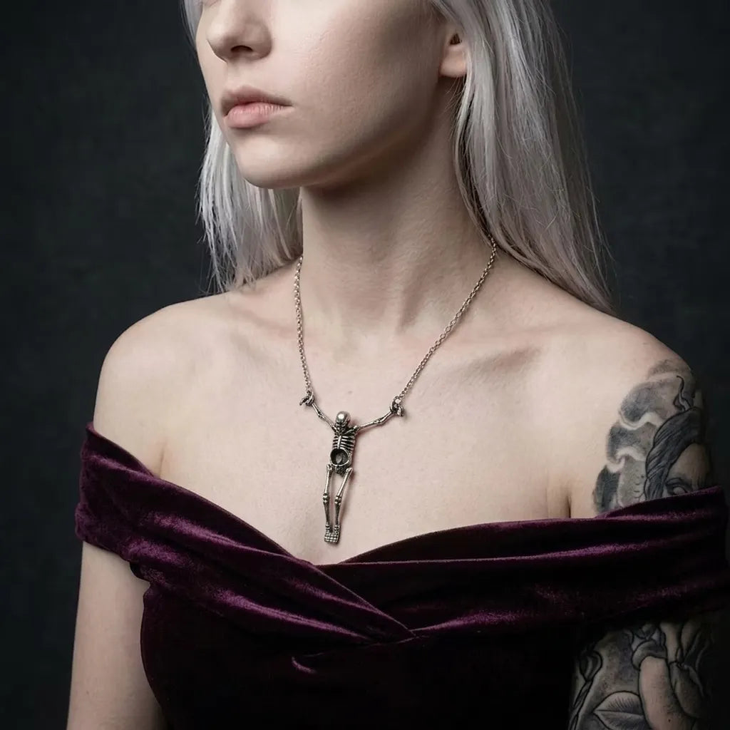 Knochenkruzifix Gothic-Skelett-Halskette