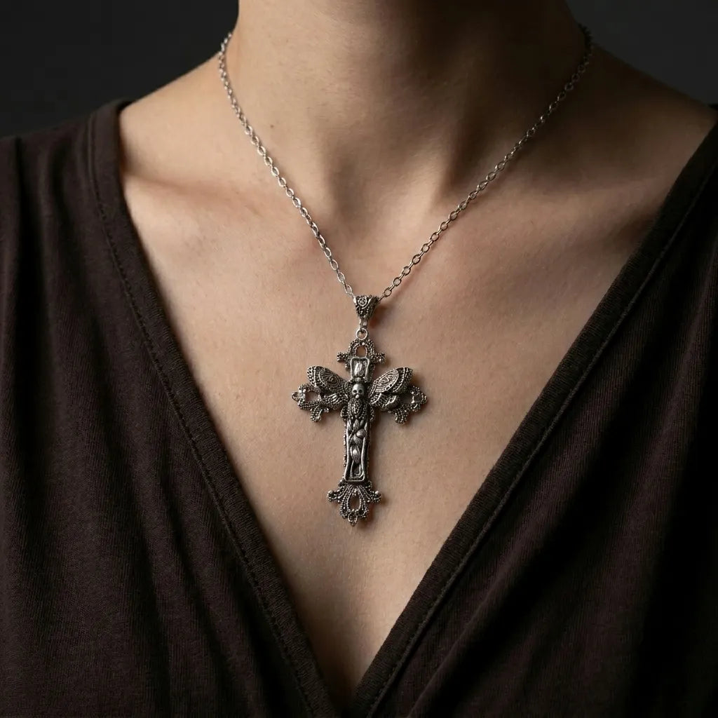 Todesflügel-Kreuz-Halskette
