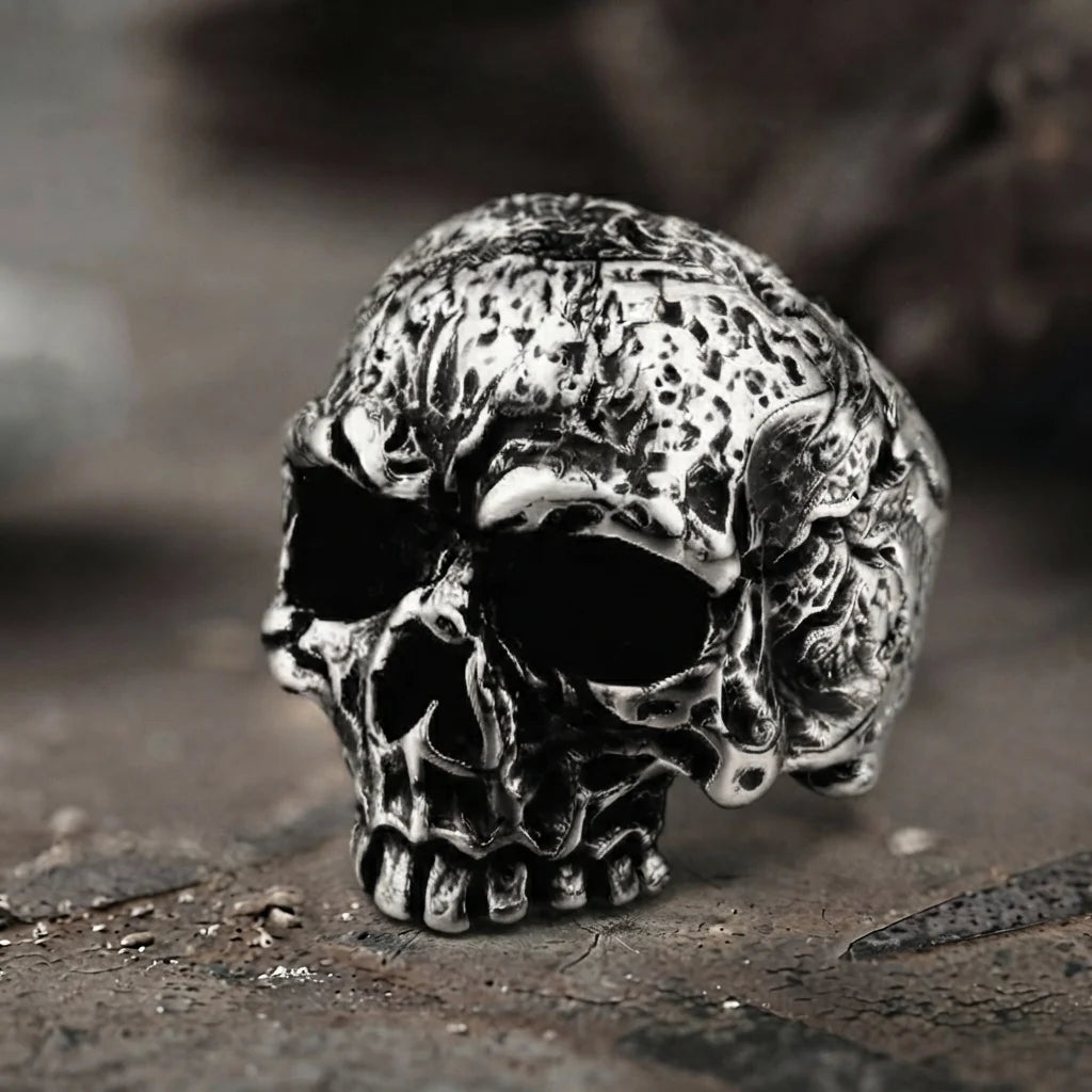 Verwitterter Krieger-Totenkopfring