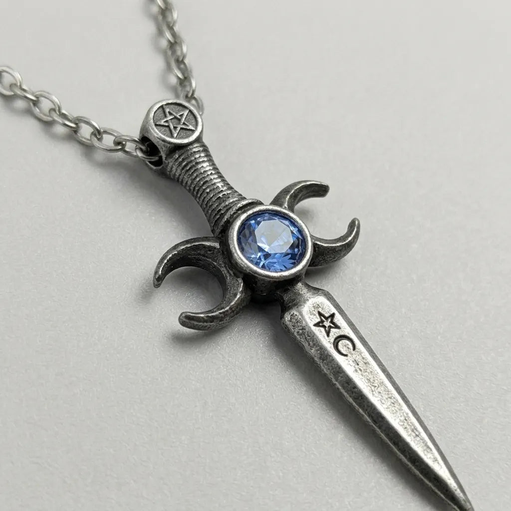 Dreifachmond-Athame-Dolch-Halskette