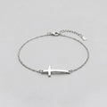 Silbernes-Kreuz-Anhänger zartes Kettenarmband