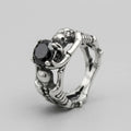 Zwillings-Skelett-Umarmung schwarzer Edelstein Ring