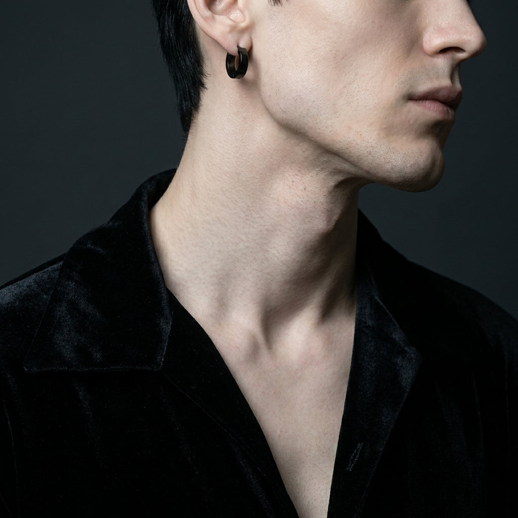 Matt-schwarze Edelstahl-Breite-Creolen