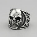Gezähnter-Totenkopf Tribal-Flamme breiter Bandring