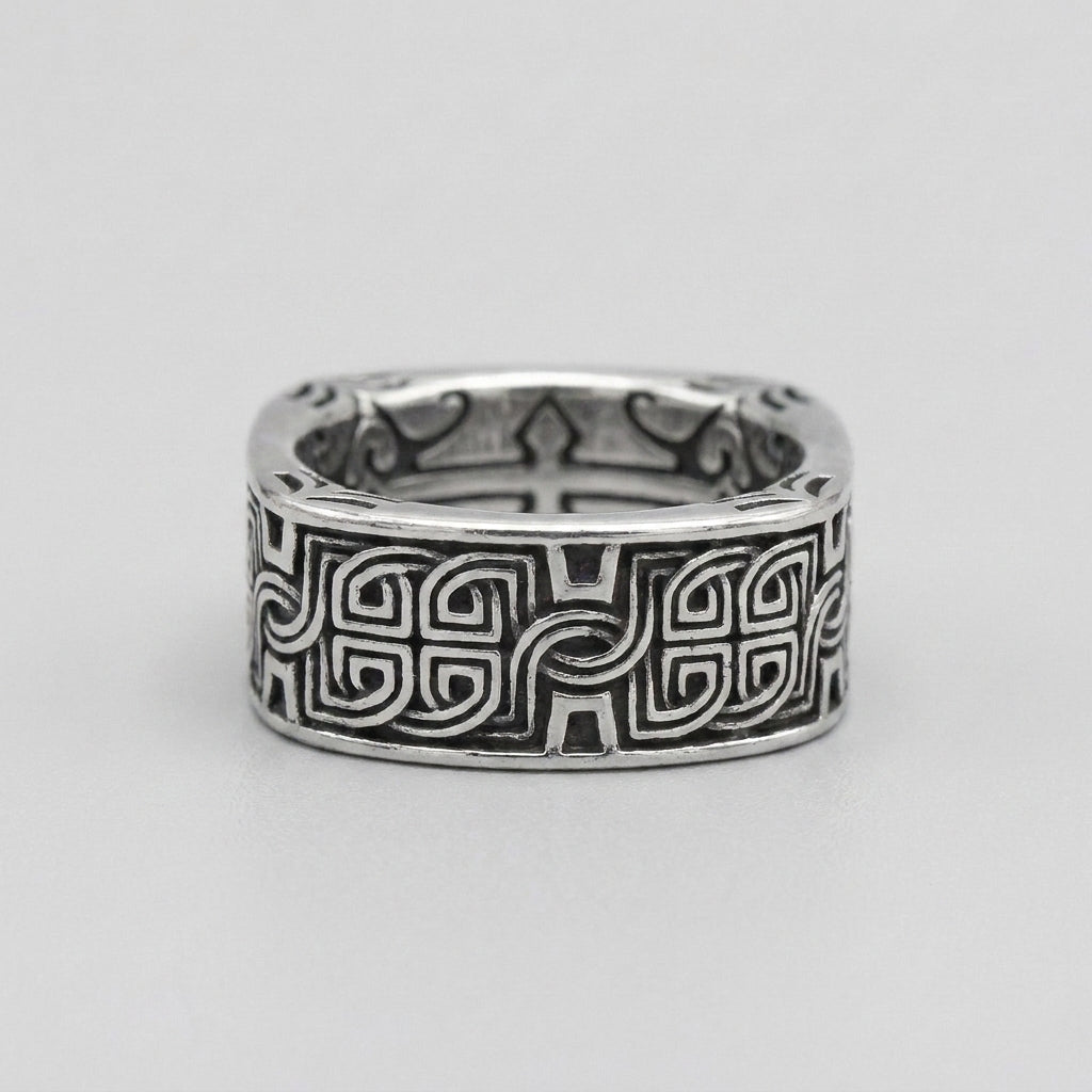 Keltischer-Knoten-Bandring, keltischer Labyrinth-Bandring