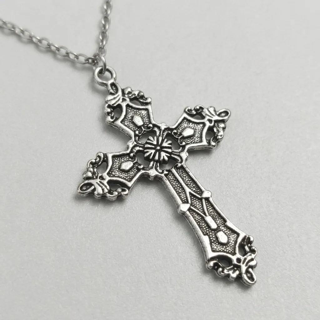 Antikes-barockes-Kreuz-Statement-Halskette