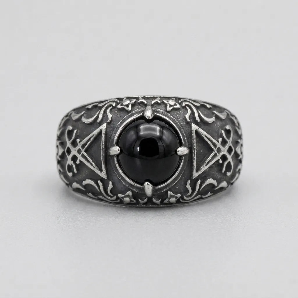Schwarzer-Onyx Siegel-des-Luzifer Barockring