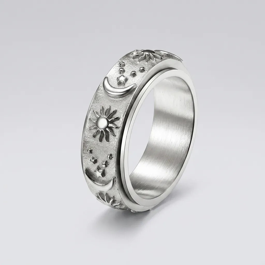 Sonne-&-Halbmond-Spinner-Ring