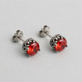 Gothic runder roter Kristall-Ohrstecker